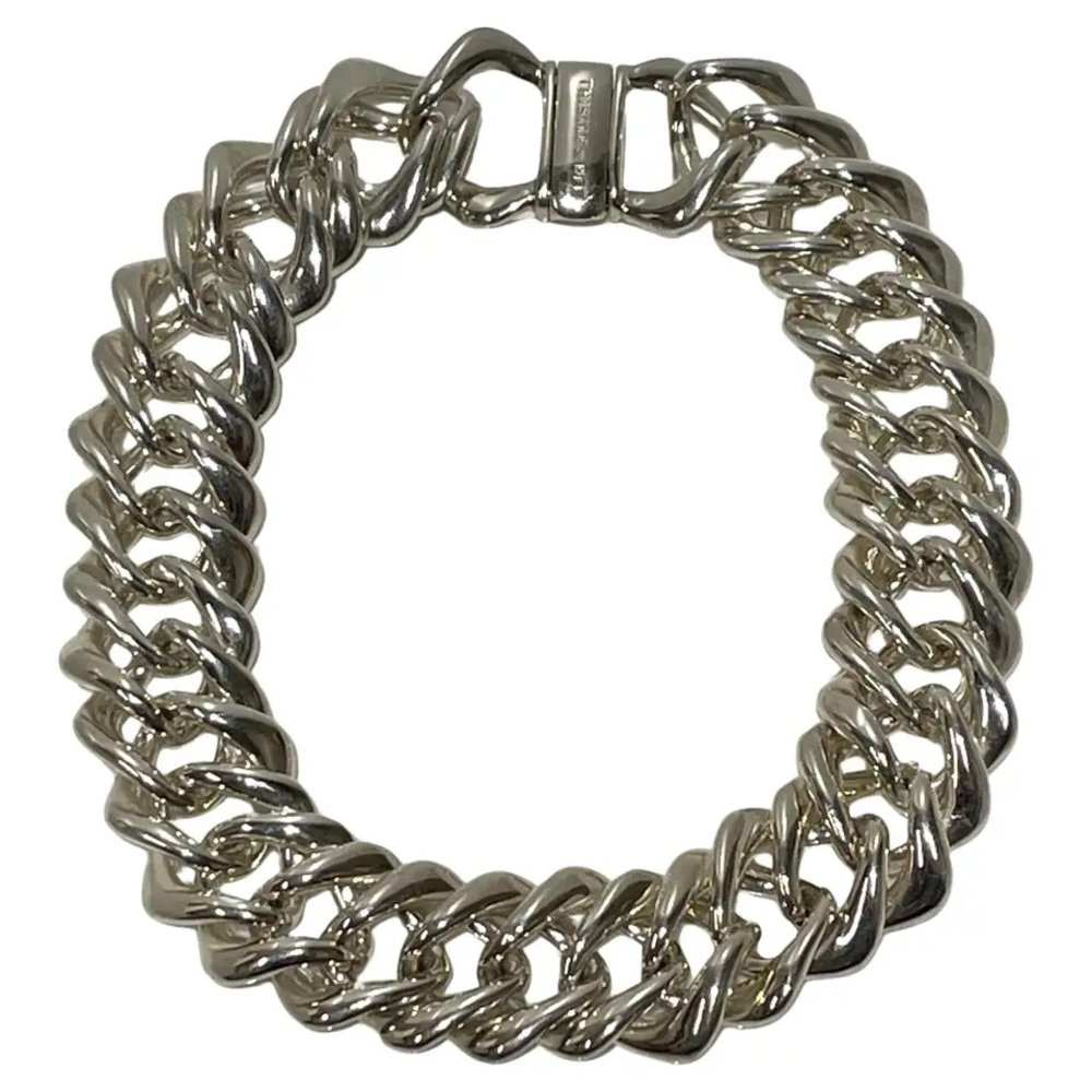 Sterling Silver Heavy Wave Link Necklace